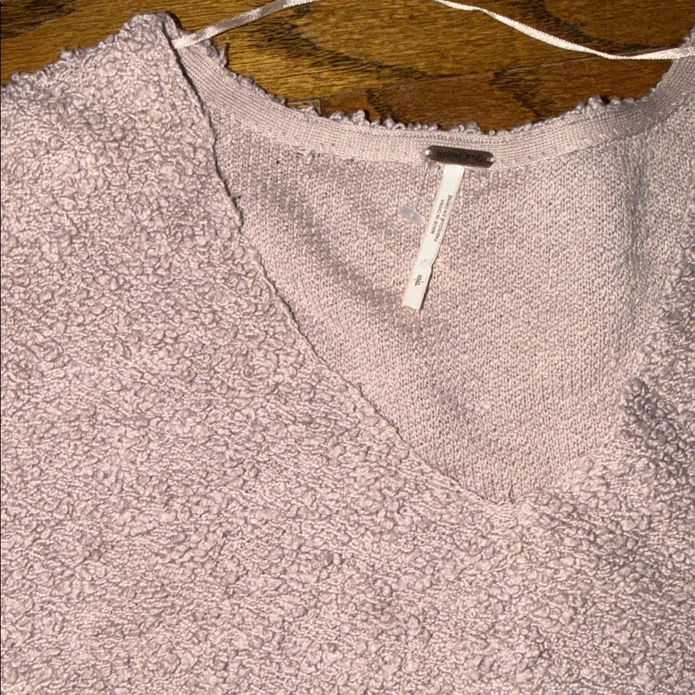 Free People Blush V-Neck Cropped Cotton Knit Sweater Size S - Picture 5 of 5